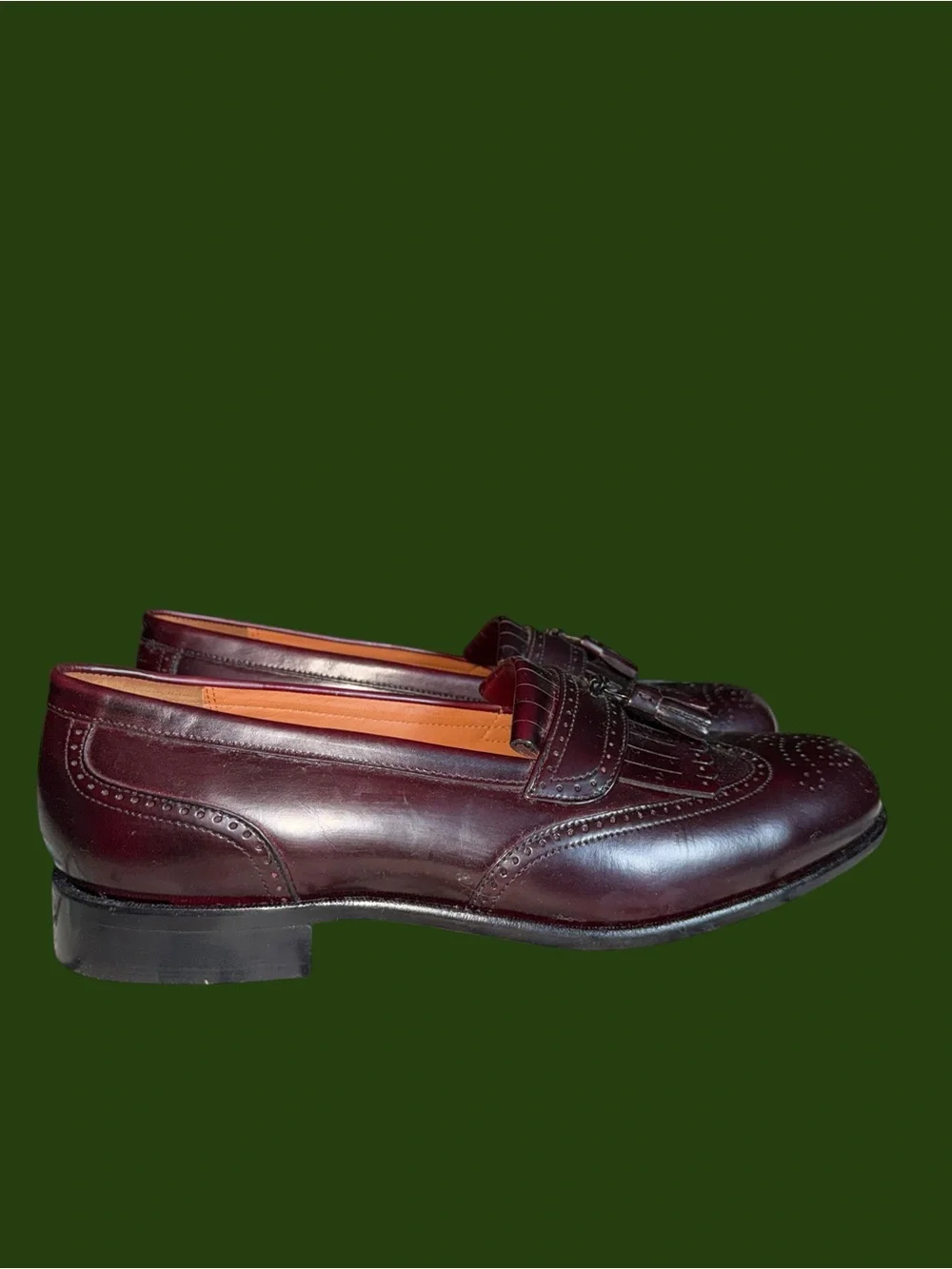 Bostonian Classics Cordovan Kilty Tasseled Wingtip Leather Loafers Men’s Size 10
